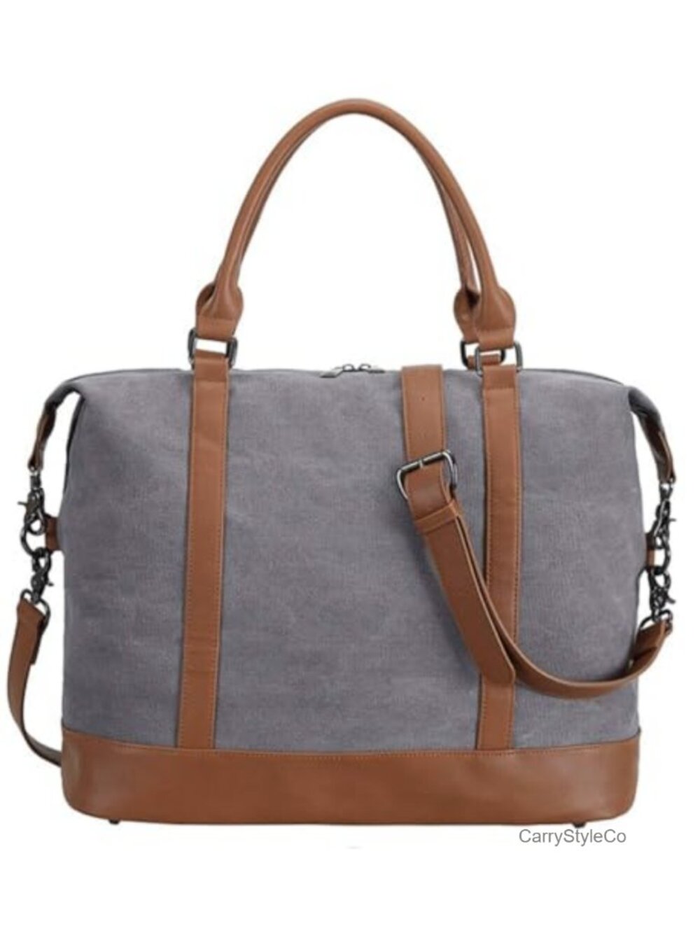 Canvas Travel Tote Bag with Trolley Sleeve, Laptop Compatible
